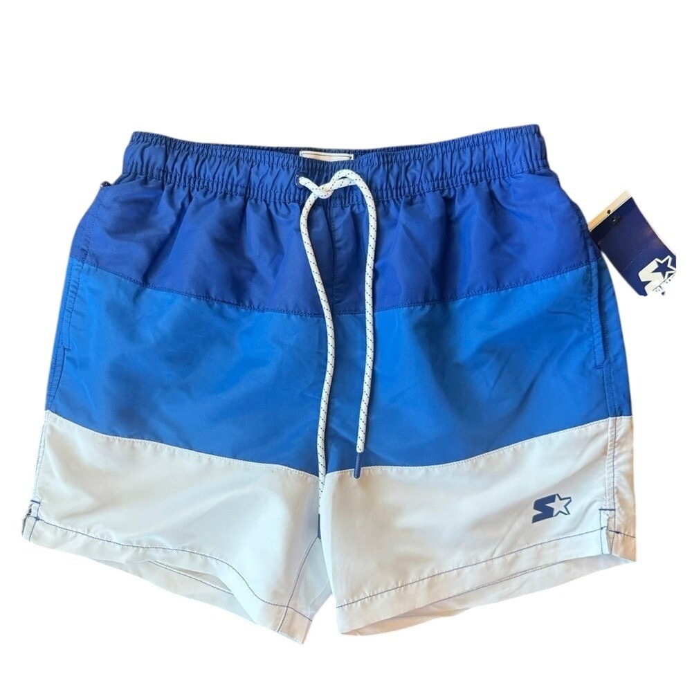Starter Swim Trunks Mens Small Royal Blue Colorblock Board Shorts NWT